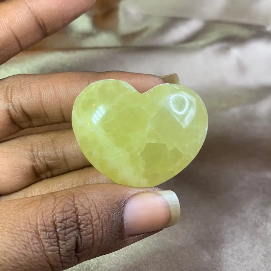 Natural Yellow Calcite Crystal Heart