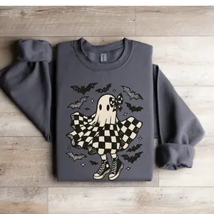 Sneaker Checker Ghost  Gildan Sweatshirt, Cute funny Preppy Ghost women pullover, Womenswear Casual Cotton Sweater