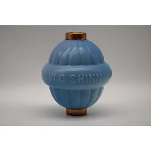 antique blue milk glass lightning rod ball by WC Shinn MFG Co