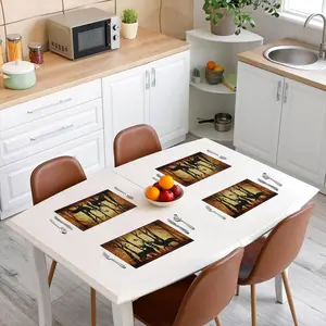 Feelyou 4-Piece Printed Polyester Deer Placemats, 12"x18" Rustic Retro Vintage Wildlife Table Mats, Table-Protecting Indoor/Outdoor Kitchen Tableware (Multiple Styles Available)
