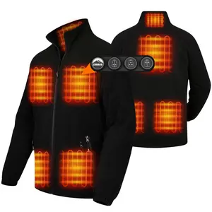 ARRIS Men`s Heated Fleece Jacket with Battery, Electric Heating Coat Full Zip with Hand Warmer Long Sleeve