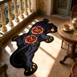 Creative Irregular Rose Tiger Print Carpet, Stylish and Foldable Plush Area Rug for Living Room & Bedroom, Easy to Clean and Maintain, Animal Print Rug