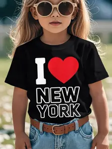 Individualistic round-neck short-sleeved shirts for Boy and girl 🔥   I Love New York New York City Funny Awesome Graphic Kid T-Shirt Cute Kid T Shirts Street Style Tees Tops for Kid