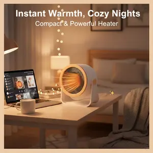 Space Heater, 2-speed setting - Quick heating, silent operation, overheat protection - Portable space heater, suitable for home, office, workshop, outdoor Ideal holiday gift (Light beige)