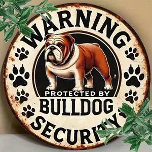 1pc Bulldog Warning Sign Wall Art, 7.8 Inch, Suitable For Home, Cafe, Farm, Indoor/Outdoor Decor, Theme Party Decoration, Welcome Doorplate Room Decor Bedroom Decor Home Decor Wall Decor