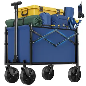 Portable Utility Pull Wagon Cart for Groceries Picnic & Pets Small Hauls Apartment Moving Storage Fabric with Wheels