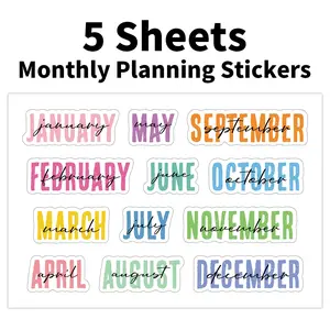 5 Months Stickers Set, Includes Yearly 12 Months, Colorful Decorative Seasonal Stickers for Planner Diary Calendar Notebook Sticker Sheets