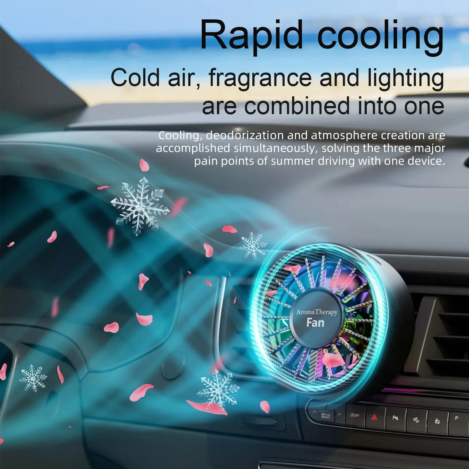 Carbon Fiber Magnetic Car Seat Fan, USB Powered, Colorful Lighting, Free Directional Air Supply, Fast Cooling High-End Household Appliance Fan
