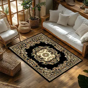 Luxury Persian Medallion Flannel Decorative Area Rug - Traditional Floral & Scrollwork Print Soft Mat for Living Room & Bedroom, Non-Slip Vintage Home Decor #PersianRug #TraditionalFloralMat #LuxuryHomeDecor #VintageOrientalCarpet #NonSlipFlannelRug