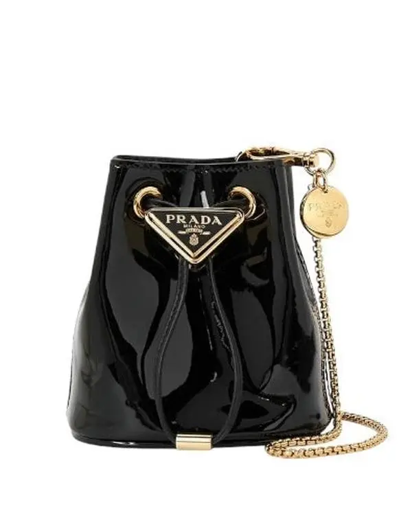 Pre-owned PRADA Patent Leather Shoulder Bags Black Mini Chain Pouch