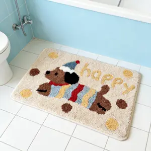 1PCVelcro ultra-fine fiber sponge material fun  withembroidery style. Mature: Dog pattern. Soft colors. Finedetails.  suitable for bedrooms, kitchens, diningrooms, bathrooms. Anti-slip. Machine washable. Multi-functional.rugs bottom room warmth floor mat,