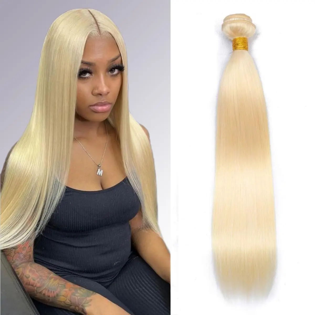 Tuneful 613 Blonde Bundles Human Hair Straight Blonde Bundles Human Hair  No Synthetic Blend Human Hair 1 Bundles Hair Extensions for Black Women