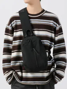 1pc  Men's slanted shoulder chest bag, solid color and clean color waist bag, Slouchy Zipper Belt Bag, fashionable and versatile, casual and simple, suitable for students, campus, work, commuting, shopping, men's slanted shoulder chest bag