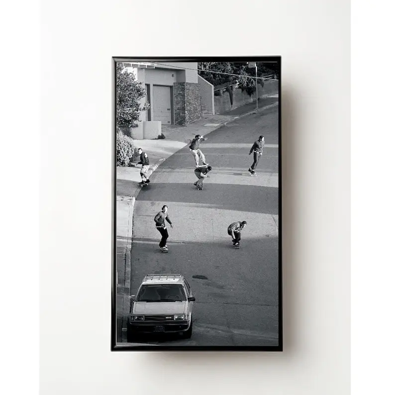 Black and White Poster, B&W, Skate Poster, Skating, Aesthetic, Retro, Car
