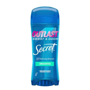 Secret Deodorant Antiperspirant Outlast for Women, 48hr Sweat & Odor Protection, PH Balancing Minerals, Clear Gel, Unscented 3.4 oz
