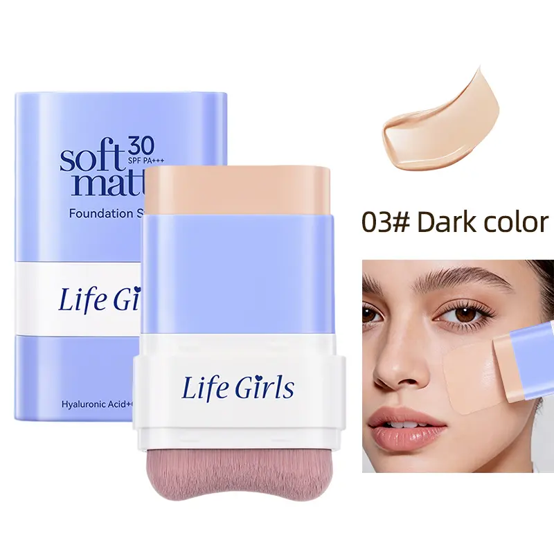 Dual-Ended Concealer-Foundation Stick Cosmetic - Compact Travel Size Multi-Use Makeup with Brush Tip, Longwear, Smoothing Texture, High Coverage for Dark Circles Treatment, Blemishes, Uneven Skin Tone