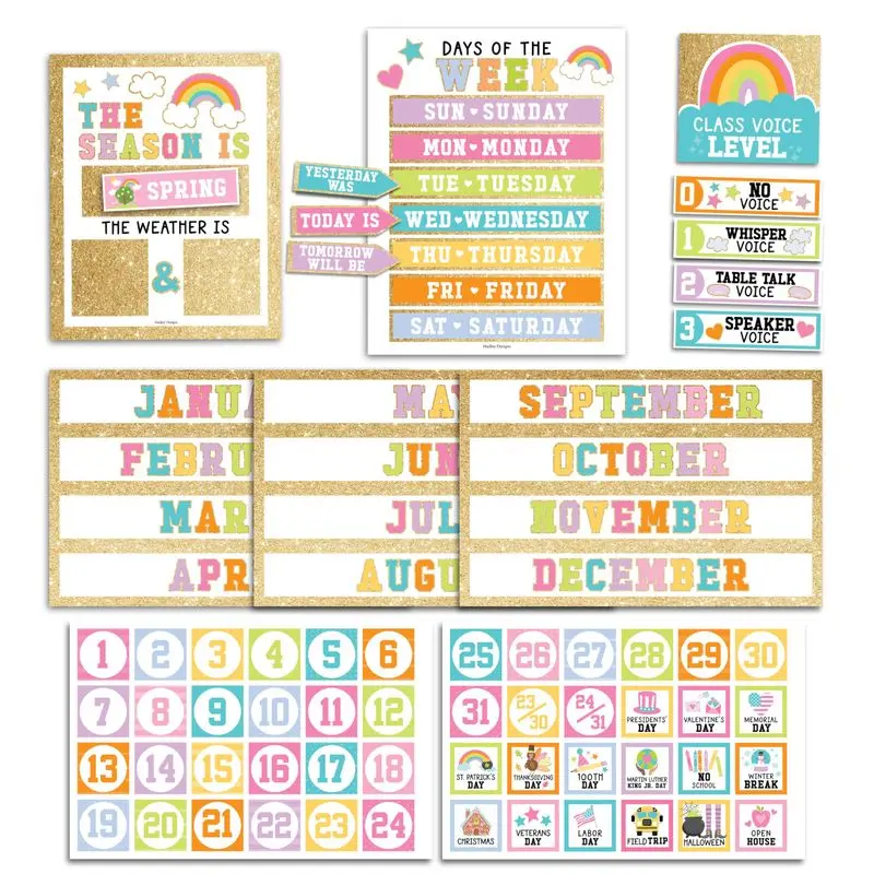 Classroom Calendar Set - Bulletin Board Calendar for Classroom, School Calendar, Teacher Supplies Homeschool Kindergarten