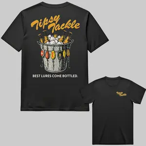 Tipsy Tackle Fishing Shirt – Funny Beer & Fishing T-Shirt, Fisherman Gift, Drunk Fishing Tee, Best Lures Come Bottled Graphic, Novelty Outdoor Shirt target bacon vintage