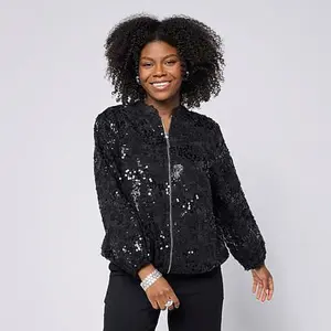 MarlaWynne WynneCollection Sequined Bomber Jacket
