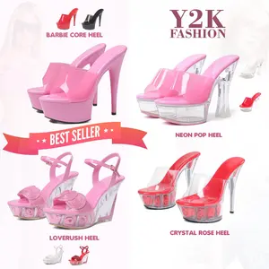 CELNEPHO Womens Y2K Heeled Sandals Open Toe Stiletto Heel Pumps For Women High Heels Slip on Sandals Pleasers Heels Jennifers Body Heel for Wedding Stripper Heels Party Pole Dance Fashionable Dress Sandals