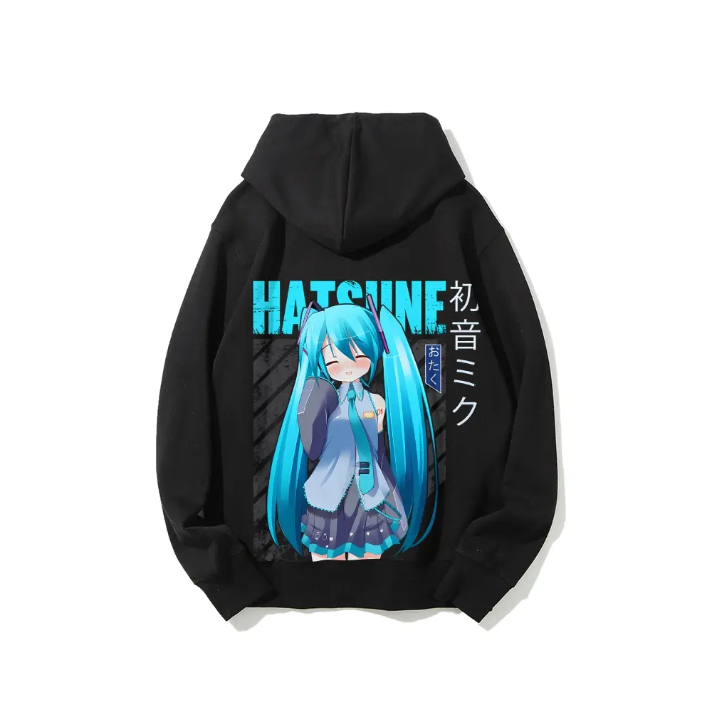 Men's Hatsune Miku Otaku Printed Unisex Casual Hoodie, Comfortable Breathable Fabric Tops & Sweatshirts, Cotton