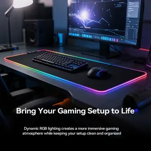 XXL RGB Gaming Mouse Pad with LED Lights, 31.5×11.8 inch Extended Desk Mat, Smooth Glide Surface, Anti-Slip Base for Keyboard & Mouse, Gaming Setup Must-Have