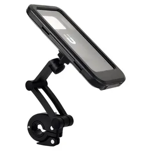 Waterproof Motorcycle Phone Mount, Universal Handlebar Holder for Bicycle E-Bike Scooter, Shockproof Secure Magnetic Charging Compatible Case, Easy Install Navigation Holder for Riding in Rain