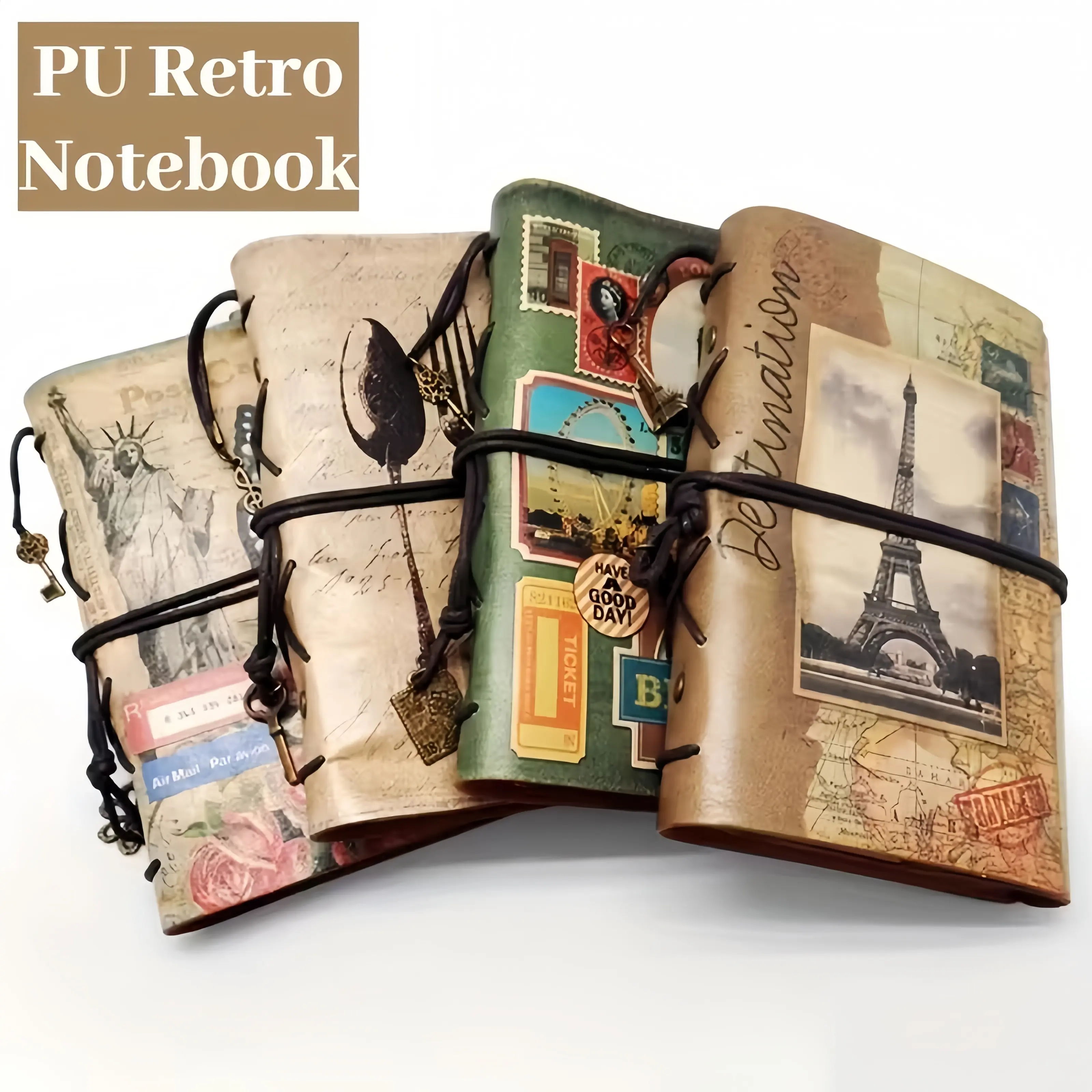 Retro Portable Travel Diary Notebook with Handmade Binding & Woodfree Paper Perfect for Home School Office Includes Free Hanging Ornament  Leather Vintage Style journal