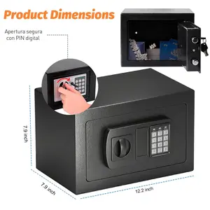 Anti-theft Key Lock Safe Box, Electronic Password Valuables Storage Case, Portable Home Office Safety Cabinet, Practical Cash Keeping Lockbox, Batteries Excluded