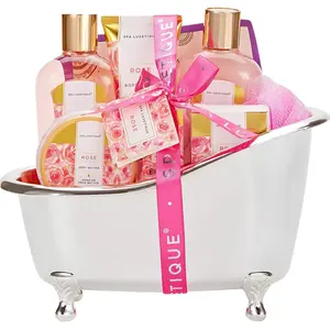 spa luxetique Gift Set For Women, Bath Sets for Women Gift, 8 Pcs Rose Spa Basket Includes Bubble Bath, Shower Gel, Body Lotion, Mom Birthday Gifts, Mother‘s Day Gifts for Her