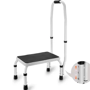 【Spotlight Day】VEVOR Step Stool 1-Step 330lbs Capacity, 3 Adjustable Height with Handle Steel Step Ladder, Portable Toddler Step Stools for Adults, Non-Slip Sturdy Step Ladders for Office, RVs, Pets