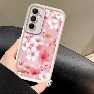 For Samsung Galaxy A06 A05S A16 5G A56 A05 4G A52s A26 A36 A55 A52 A15 A53 A35 A33 A25 A13 A34 A54 Romantic Pink Cherry Blossom Full Print Case, Casing, Soft Edge Thickened TPU Step Protective Case