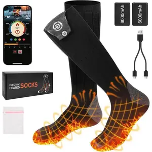 Heated Socks for Men Women, 6000mAh Rechargeable Battery Electric Heating Socks with APP Control Washable Winter Warm Socks for Foot Warmer Outdoor Fishing Hunting Ski Cycling Hiking CampingGift