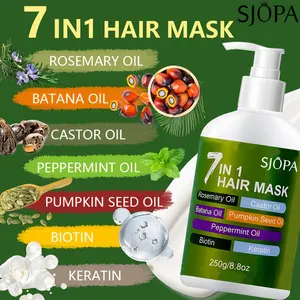 SJOPA 7-in-1 Deep Care Hair Mask, prevents breakage and softens dry hair, rich in rosemary oil, castor oil, batana oil, pumpkin seed oil, peppermint oil, and biotin keratin