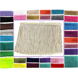 5 Yards of 12" Long Chainette Fringe Thread Yarn Tassel Trim for Crafts Sewing and Decor - Cocoa Light Brown