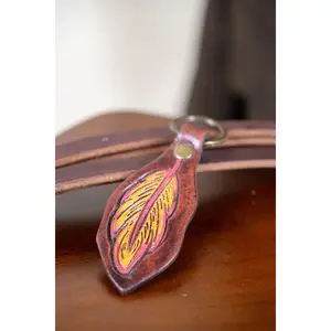 Rustic Ember Tooled Leather Keychain