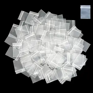 100pcs Small Plastic Bags 1.2" x 1.2" 4 Mil Reusable Clear Thick Mini Zipper Poly Baggies for Pills Beads Jewelry Parts Storage Pouch Industrial Cover Organiser Water Proof