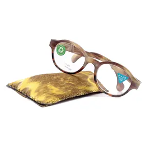 Citlalli, (Premium) Reading Glasses, Round Frame  +1.25 .. +3 Magnifying Eyeglasses (Marble Brown) Circle Style. NY Fifth Avenue Lightweight Unisex