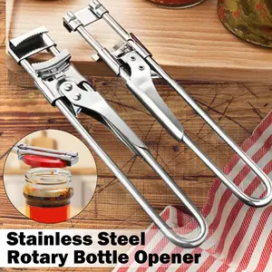 Jar Opener Multifunctional Adjustable Can Opener for Weak Hands, Stainless Steel Jar Lid Opener Bottle Opener Tool for Seniors with Arthritis Stainless Steel Multi