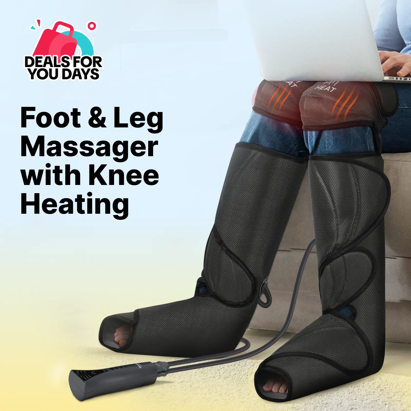 【FIT KING】Air Compression Leg Massager with Knee Heating for Enhanced Comfort - Includes Handheld Controller leg massager with knee relaxation Massaging Device for Relaxing Foot Spa Machine gift summerwins