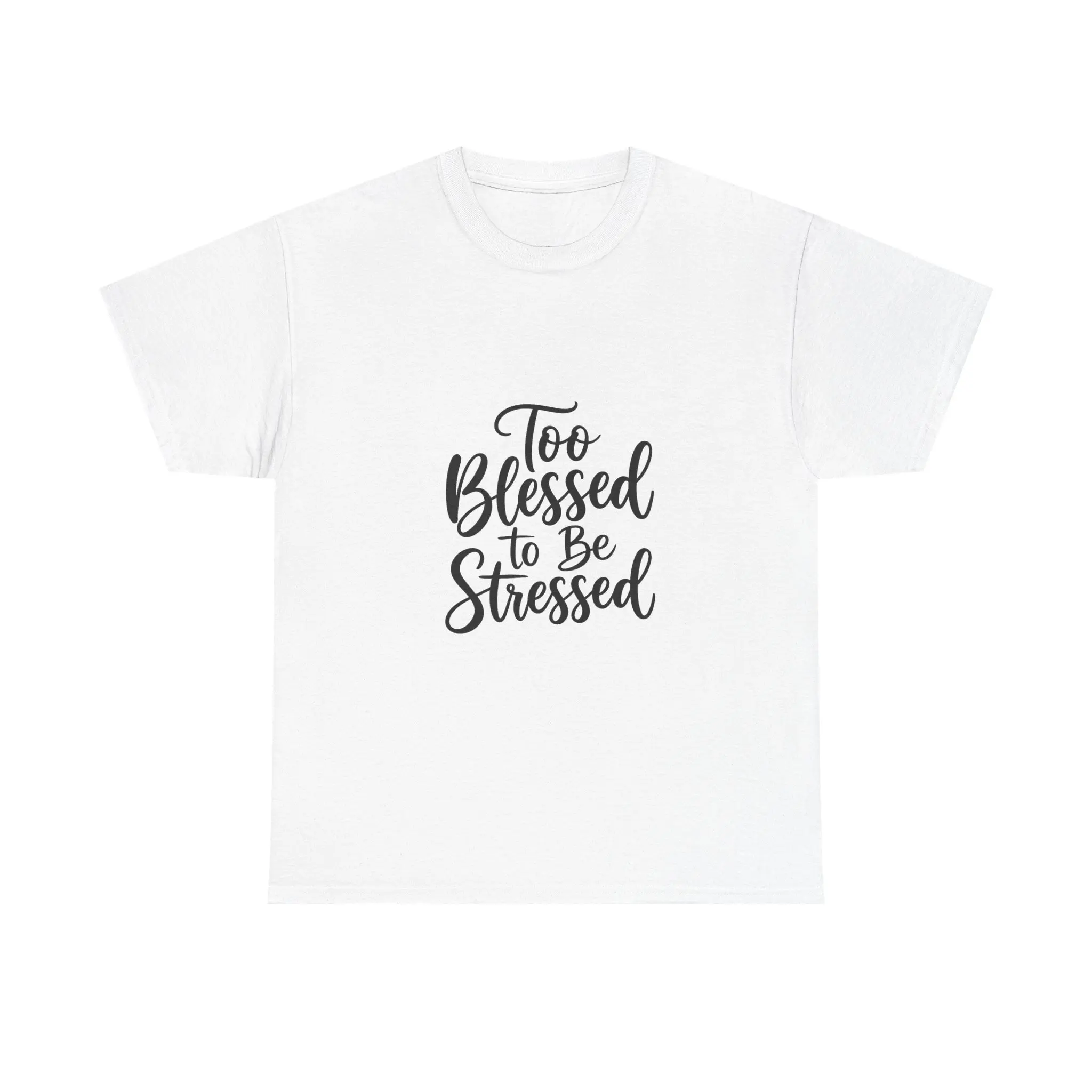 Too Blessed to Be Stressed T-Shirt | Christian Faith Typography Tee