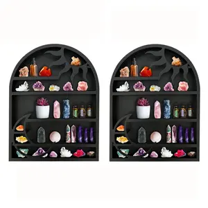 Wooden Crystal Display Rack, Multi-functional Witch Stone & Essential Oil Rack, Creative Multi-layer Storage Organizer for Home Decor, Display Shelf