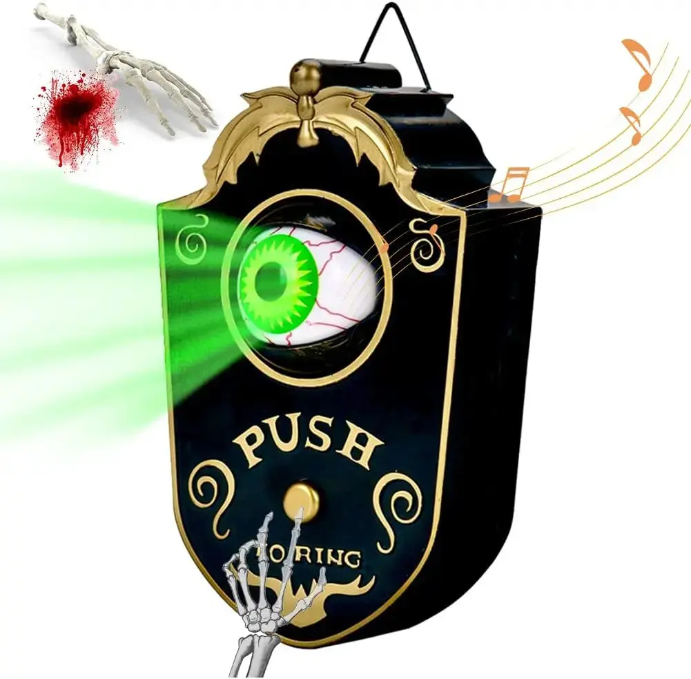 Halloween Decorations, Halloween Doorbell, Animated Eyeball with Spooky-Sounds, Halloween Decor with Lightup Eyeball,Trick Or Treat Event for Kids, for Haunted House Halloween Party