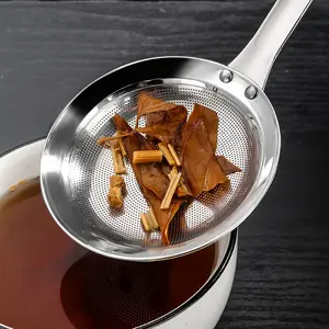 Fine Mesh Strainer Ladle, Stainless Steel Skimmer Spoon, Food Filter Scoop for Soup, Oil, Foam & Tea