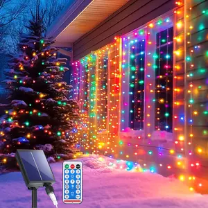 Solar Powered 300 LED String Lights with Remote Control, 119x119 Inch, 8 Lighting Modes, Indoor Outdoor Decor, Timer & Hook, Infrared Sensor, Led Outdoor Waterproof