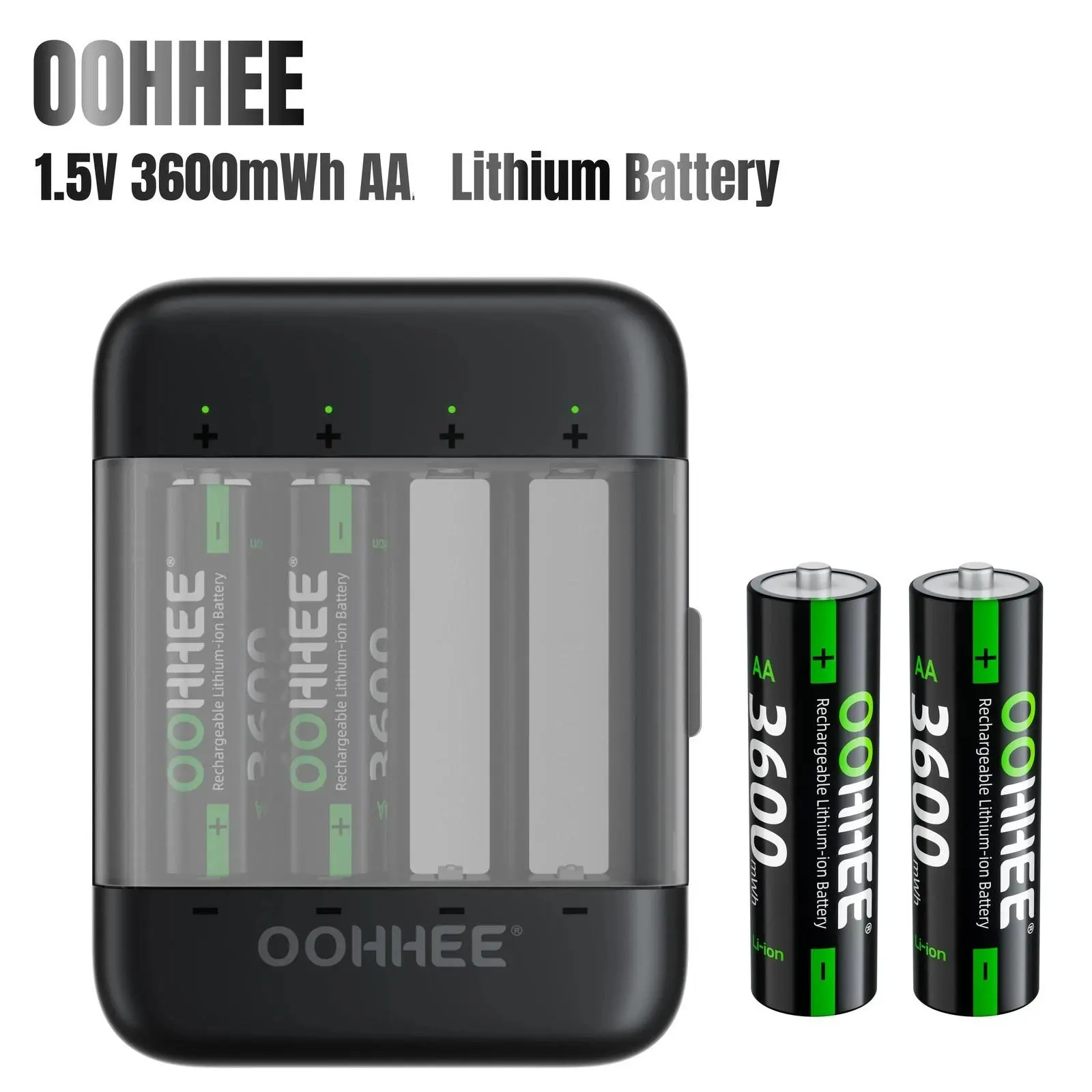 4Pcs  AA Lithium Batteries 3600mWh 1.5V Rechargeable with Fast Charging Storage Box