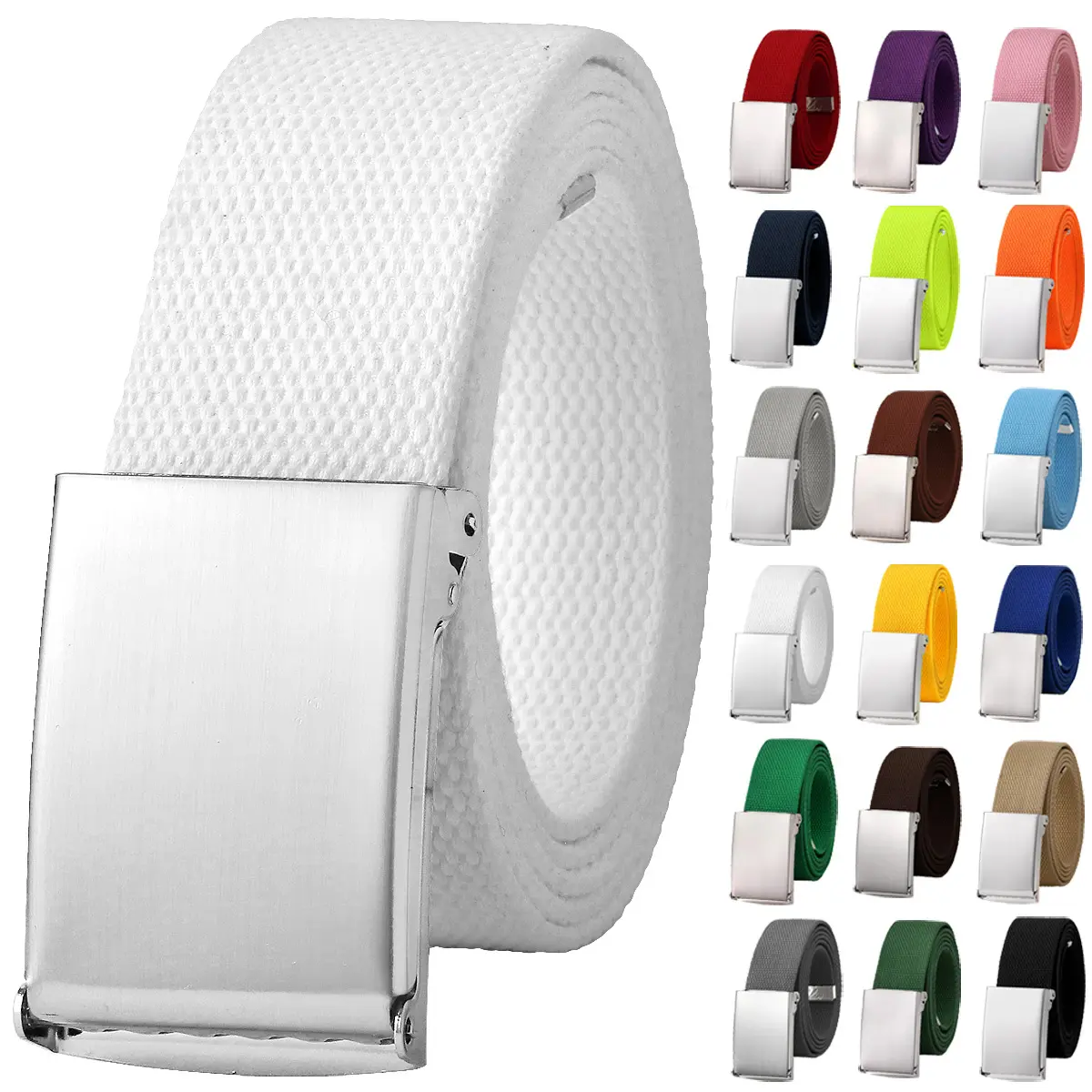 Falari Unisex Canvas Web Belt Fully Adjustable Cut to Fit Golf Belt Flip Top Buckle