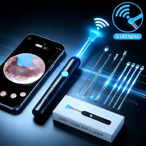 Trending Ear Cleaner Tool WiFi Ear Endoscope Camera for Phone Waterproof Silicone Tips 6 LED Lights Stainless Steel Kit Earwax Removal Dry