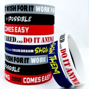 10-Pcs Motivational Wristbands Silicone with Inspirational Messages-Unisex Adult Size Woman Man teens