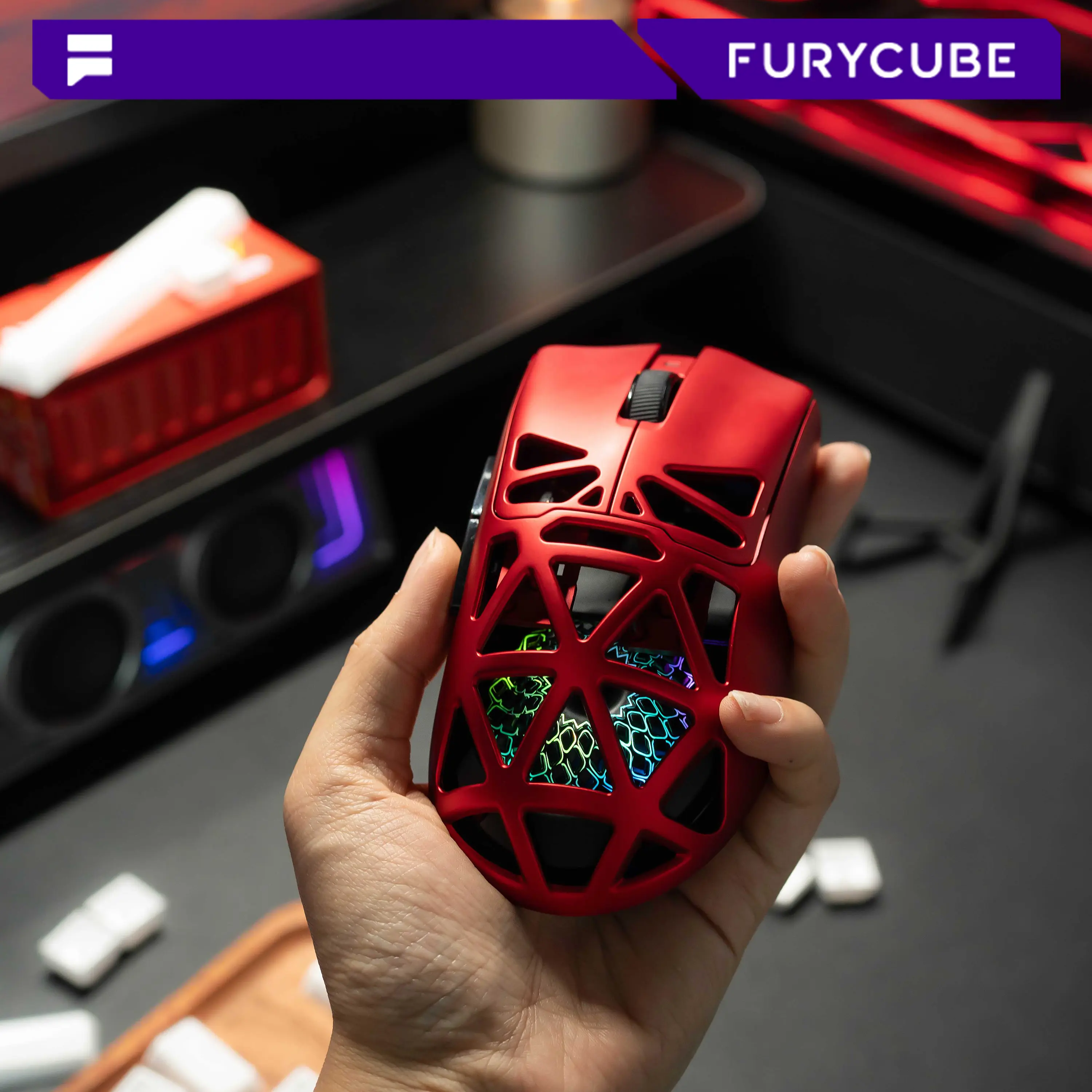 FURYCUBE G11 Skeleton Wireless Gaming Mouse PAW3311 RGB Glow Tri-mode Bluetooth Skeleton Shell Fast Response Office, Rechargeable FPS Mouse, Auto Clicker, for PS5/XBOX/Minecraft, Gamingsetup, Gift, Dealsforyoudays